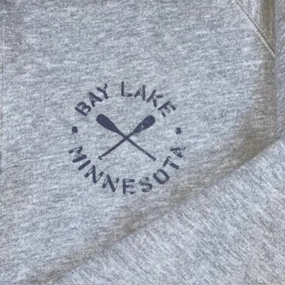 Bay Lake MN 1/4 Zip 2XL Mens Sweatshirt Grey Pullover Oar Canoe Minnesota Cotton - Picture 2 of 5